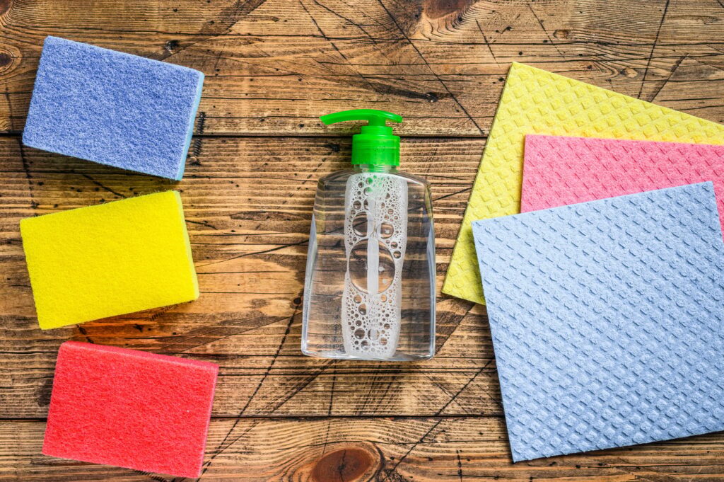 Washing and cleaning stuff, domestic supplies for spring cleaning service.